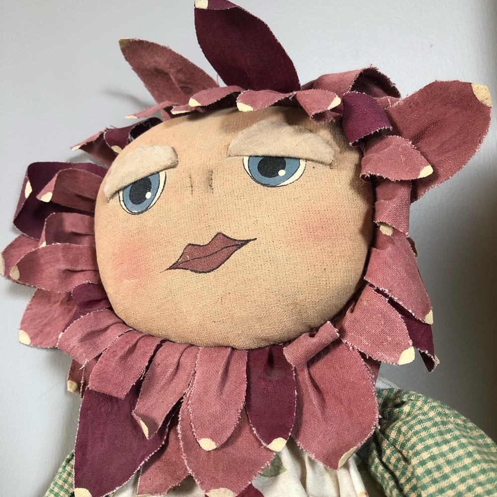 Primitive Flower Doll prim decor rustic country hand painted - Picture 5 of 9